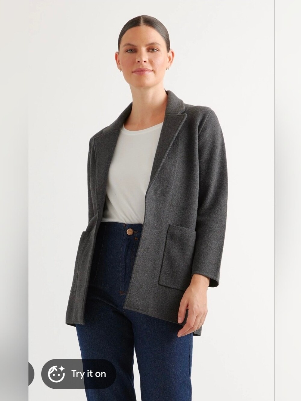 Quince Charcoal Gray Open-Front Pea Coat